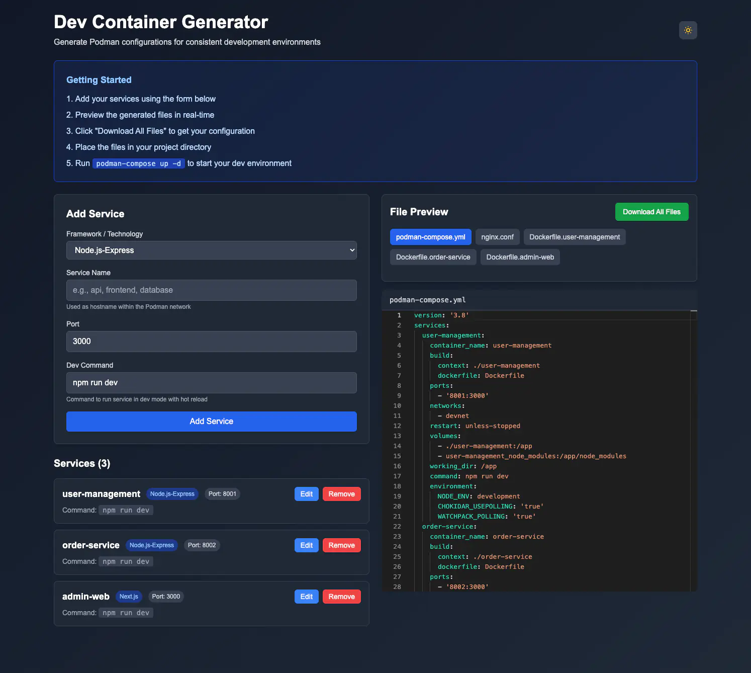 Dev Container Generator